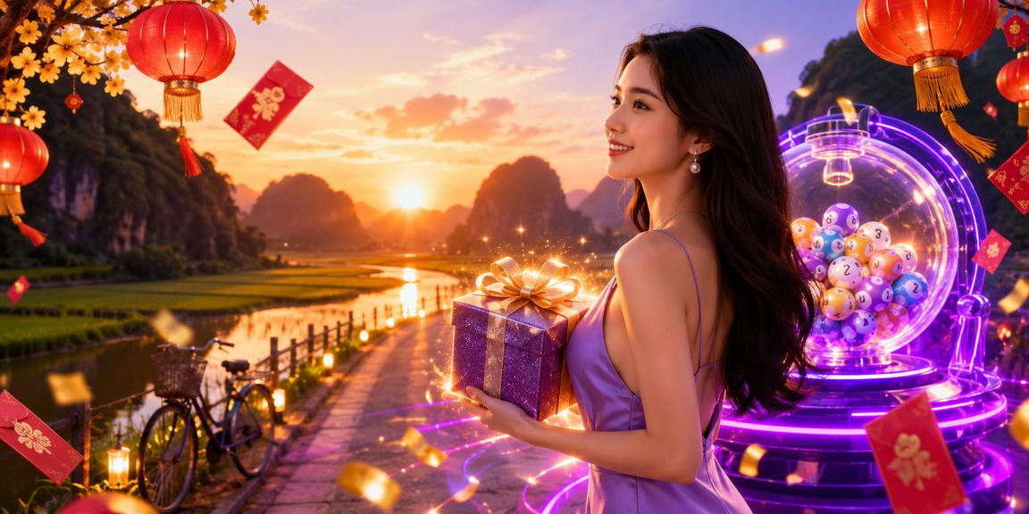 Giao diện xổ số với đèn lồng phong cách Ninh Bình trên aion2